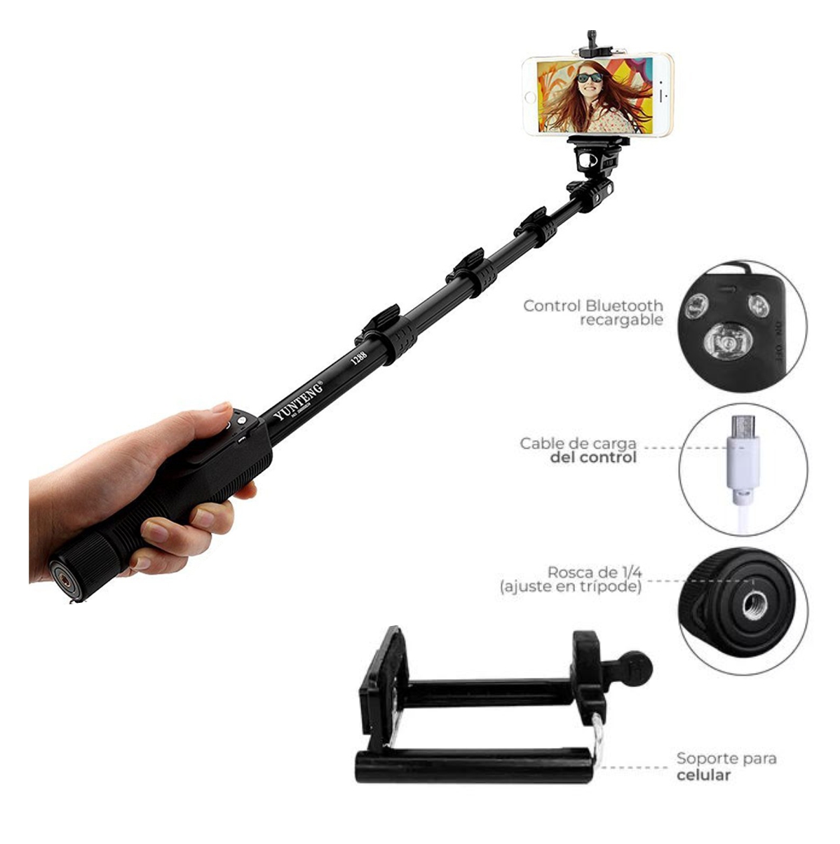 Miniatura 2 de Baston Monopod Selfie Para Cel O Camara